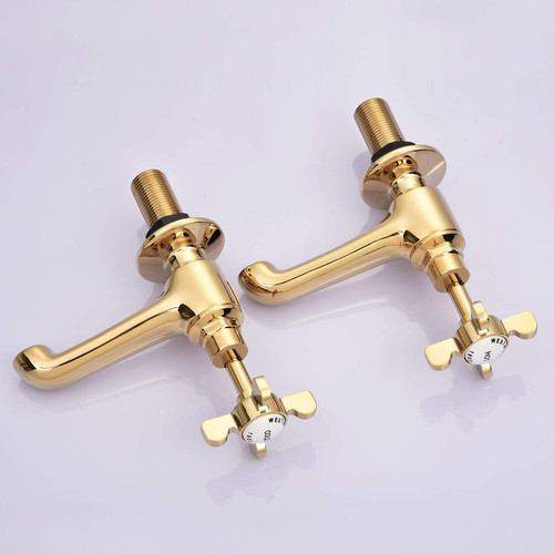 Polished gold basin pillar - gold,