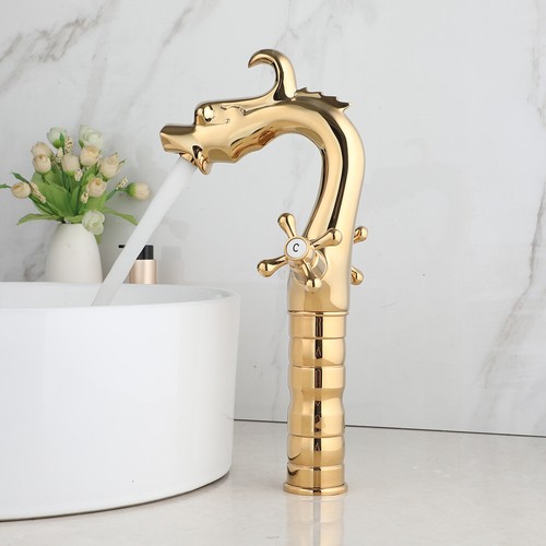 Golden bathroom faucet dragon - golden,