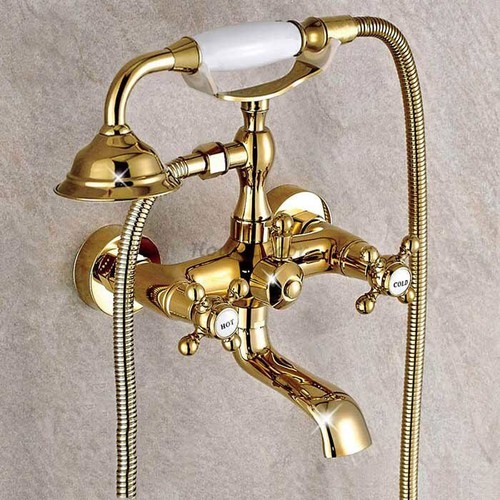 Gold brass cross - gold,