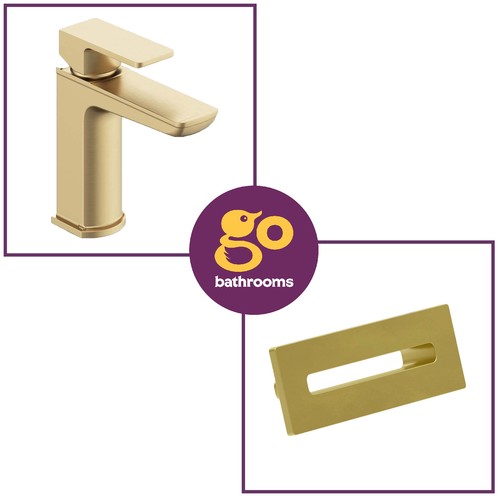 Brushed gold modern bathroom - brushed,