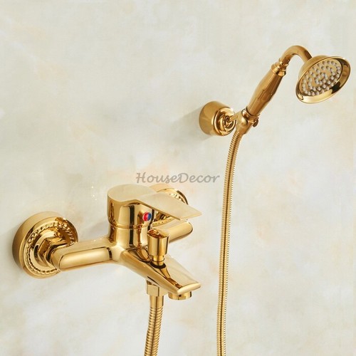 Gold polished bath mixer tap - gold,