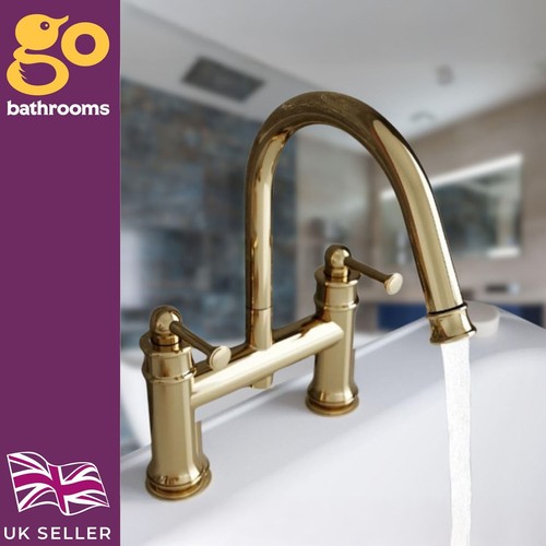 Gold bath filler tap - filler, bathroom