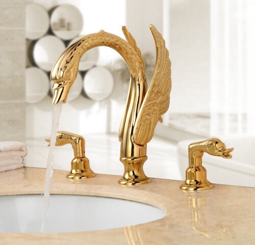3pcs gold swan - gold, basin