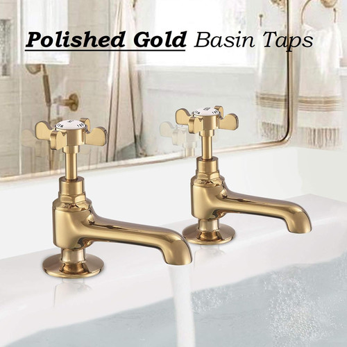 Polished gold basin pillar - polished,