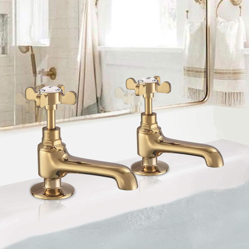 Polished gold basin - gold, pillar