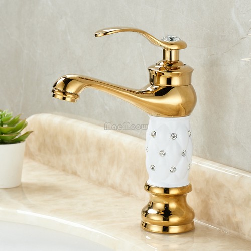 Gold bathroom basin mixer - mixer, tap