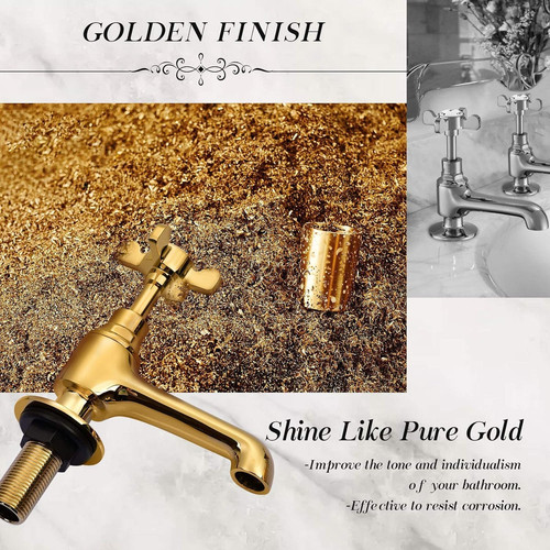 Polished gold basin - gold, pillar